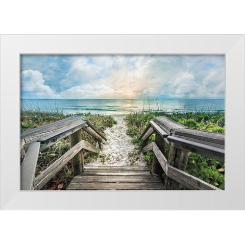 Welcome to the Beach White Modern Wood Framed Art Print by Celebrate Life Gallery