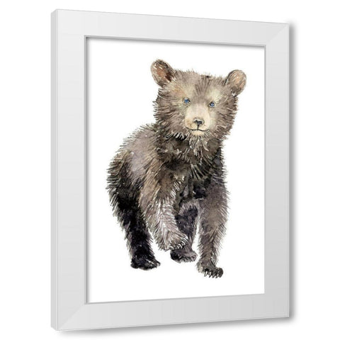 Baby Bear White Modern Wood Framed Art Print by Markelova, Elena
