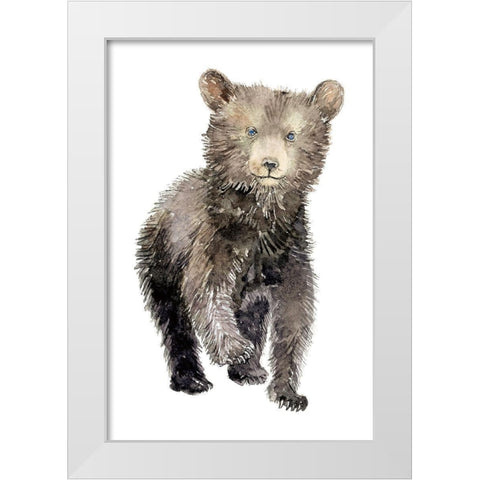 Baby Bear White Modern Wood Framed Art Print by Markelova, Elena