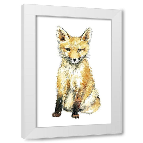 Baby Fox White Modern Wood Framed Art Print by Markelova, Elena