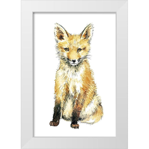 Baby Fox White Modern Wood Framed Art Print by Markelova, Elena