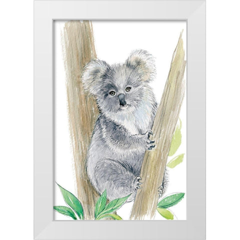 Baby Koala White Modern Wood Framed Art Print by Markelova, Elena