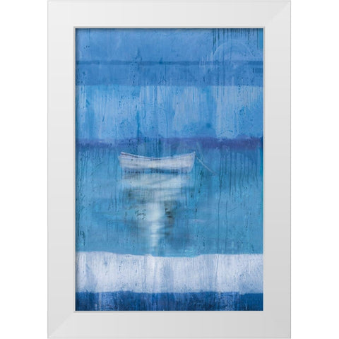Blue Boat White Modern Wood Framed Art Print by Wiley, Marta G.