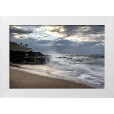 Secret Beach White Modern Wood Framed Art Print by Burt, D.