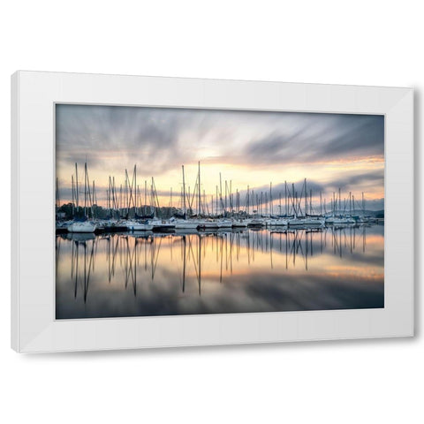 Sailors Sunrise White Modern Wood Framed Art Print by Burt, D.