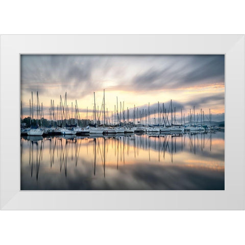 Sailors Sunrise White Modern Wood Framed Art Print by Burt, D.