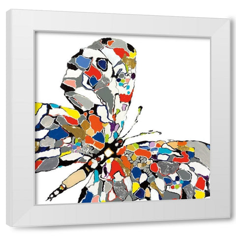 Papillon In Silver White Modern Wood Framed Art Print by Kadmiri, Aziz