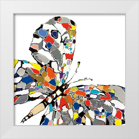 Papillon In Silver White Modern Wood Framed Art Print by Kadmiri, Aziz