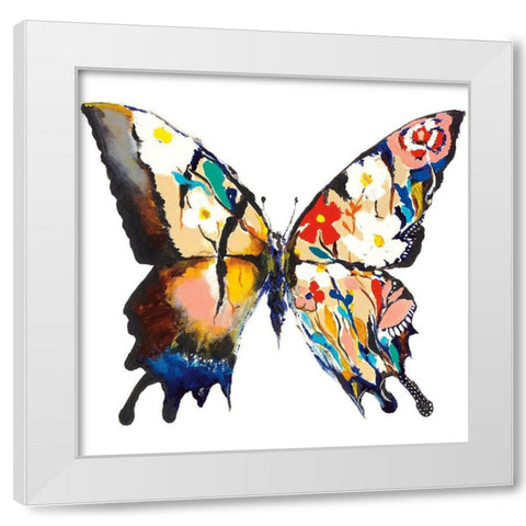 Papillon Daisy White Modern Wood Framed Art Print by Kadmiri, Aziz
