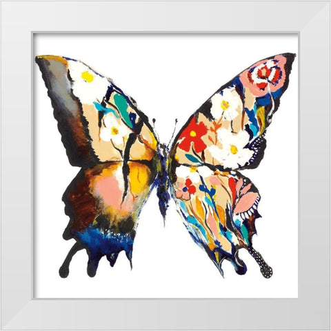 Papillon Daisy White Modern Wood Framed Art Print by Kadmiri, Aziz