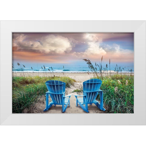 Shore Seats White Modern Wood Framed Art Print by Celebrate Life Gallery