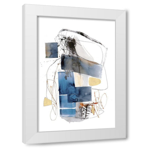 Blue Buzz I White Modern Wood Framed Art Print by Barnes, Natasha