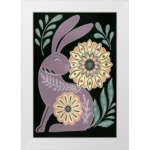 Nordic Folk Bunny White Modern Wood Framed Art Print by St. Amant, Yvette
