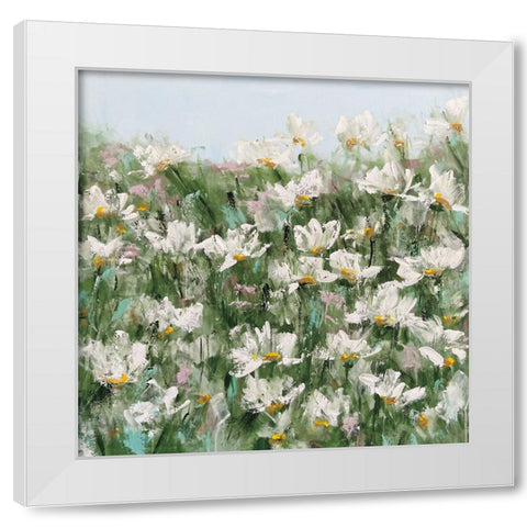 Daisy Field White Modern Wood Framed Art Print by Bell, Emma