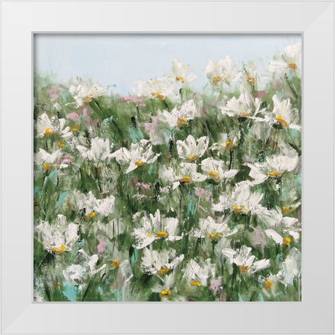 Daisy Field White Modern Wood Framed Art Print by Bell, Emma