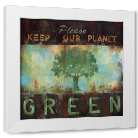 Green Planet White Modern Wood Framed Art Print by Pasion, Wani