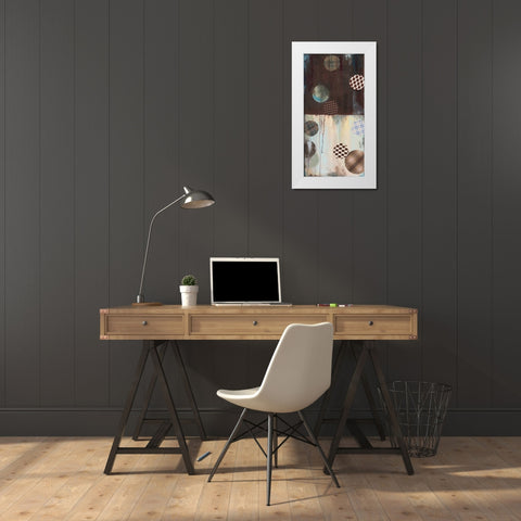 Graysons Patches I White Modern Wood Framed Art Print by Pasion, Wani
