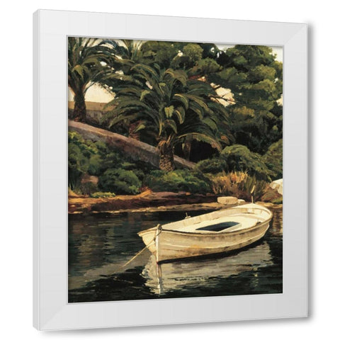 Barca y Palmeras White Modern Wood Framed Art Print by Romeu, Poch