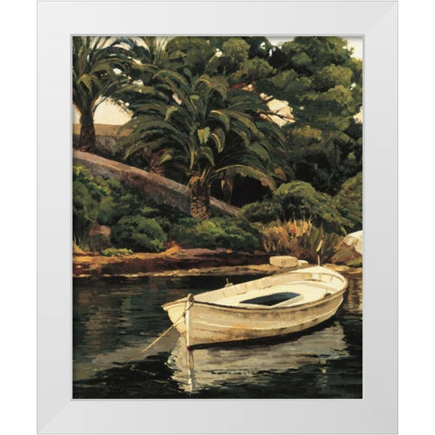 Barca y Palmeras White Modern Wood Framed Art Print by Romeu, Poch