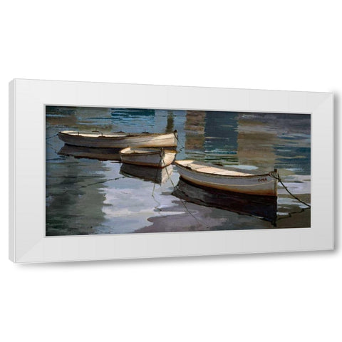 El Descanso de las Tres Barcas White Modern Wood Framed Art Print by Romeu, Poch