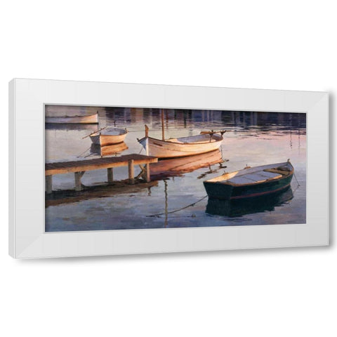 Barques al Port White Modern Wood Framed Art Print by Romeu, Poch