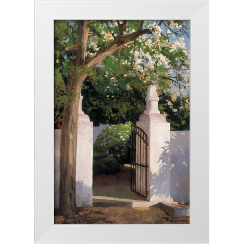 Acacia White Modern Wood Framed Art Print by Romeu, Poch