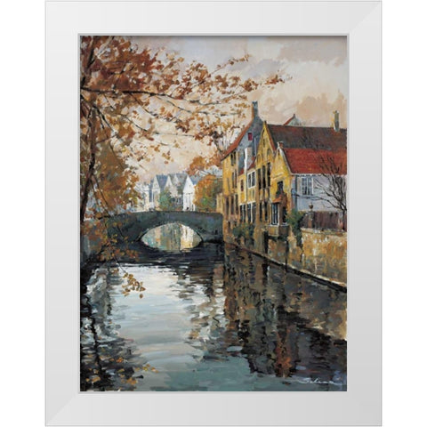 Brugge Reflections White Modern Wood Framed Art Print by Schaar, Robert