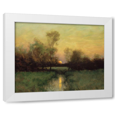 Summer Moonrise White Modern Wood Framed Art Print by Sheehan, Dennis