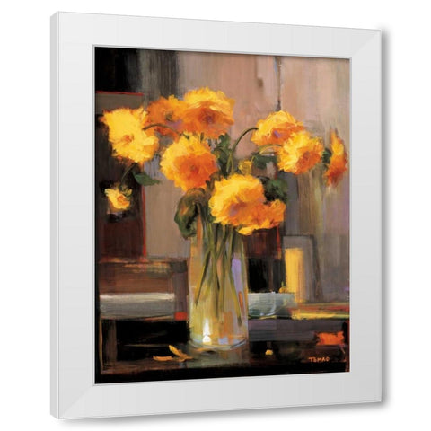 Floral Sunrise White Modern Wood Framed Art Print by Tomao, Jennie