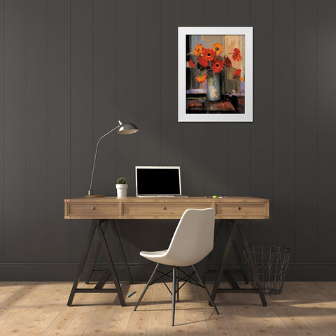 Floral Sunset White Modern Wood Framed Art Print by Tomao, Jennie