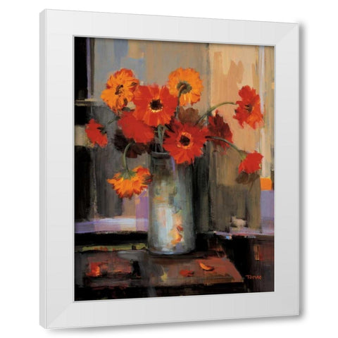 Floral Sunset White Modern Wood Framed Art Print by Tomao, Jennie