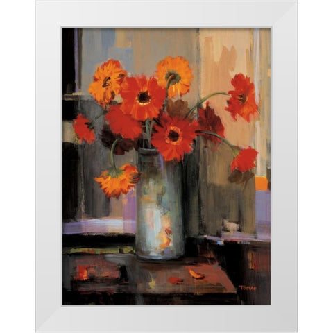 Floral Sunset White Modern Wood Framed Art Print by Tomao, Jennie