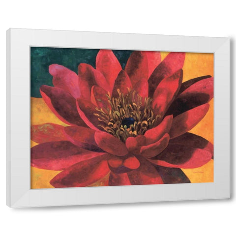 Red Water Lily White Modern Wood Framed Art Print by Torrontegui, Maria