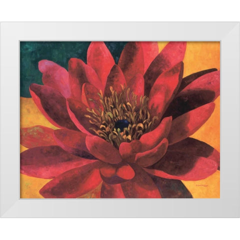 Red Water Lily White Modern Wood Framed Art Print by Torrontegui, Maria