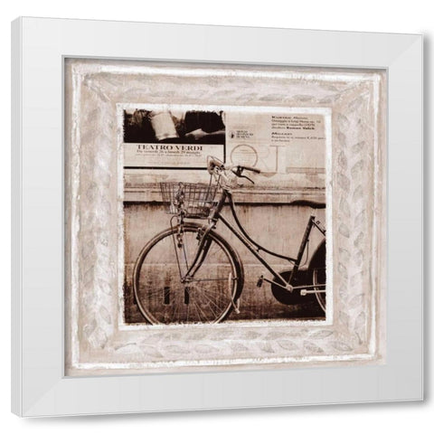 Bicycle in Florence White Modern Wood Framed Art Print by Tarras, Teo