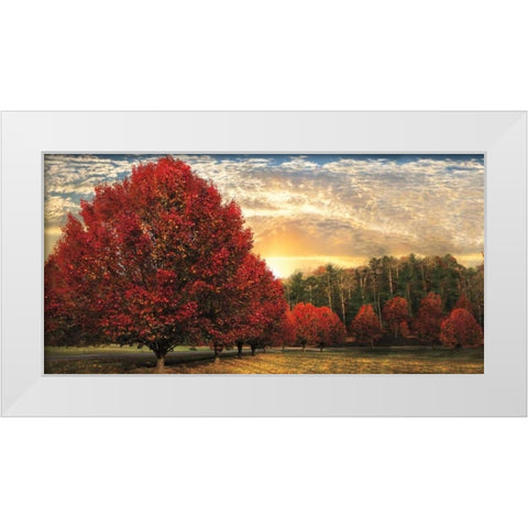 Crimson Trees White Modern Wood Framed Art Print by Celebrate Life Gallery