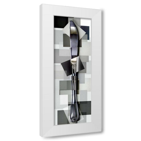 Knife White Modern Wood Framed Art Print by Ventosa, Pep