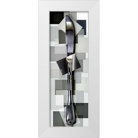 Knife White Modern Wood Framed Art Print by Ventosa, Pep