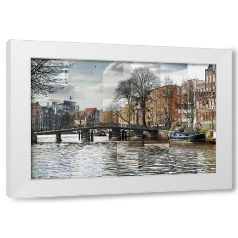 Zwanenburgwal Canal White Modern Wood Framed Art Print by Ventosa, Pep