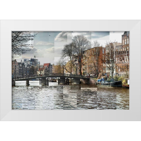 Zwanenburgwal Canal White Modern Wood Framed Art Print by Ventosa, Pep
