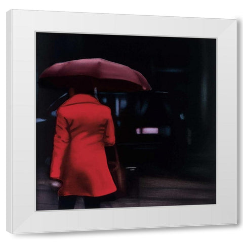 Lady in Red White Modern Wood Framed Art Print by Visa, Xavier