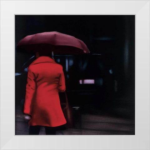 Lady in Red White Modern Wood Framed Art Print by Visa, Xavier