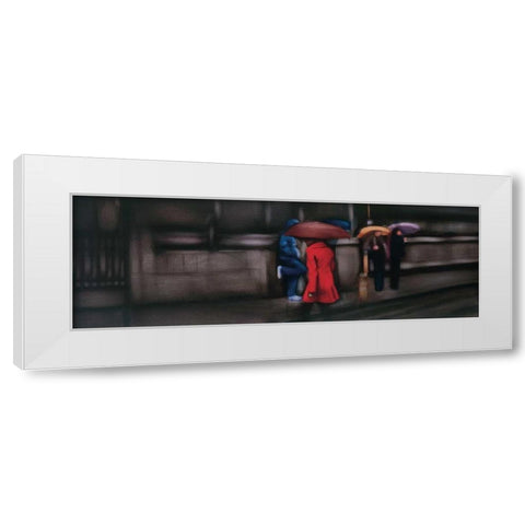 Down On The Street White Modern Wood Framed Art Print by Visa, Xavier