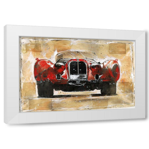 Vintage Red White Modern Wood Framed Art Print by Wiley, Marta G.