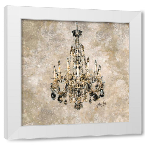 Champagne Chandelier White Modern Wood Framed Art Print by Wiley, Marta G.