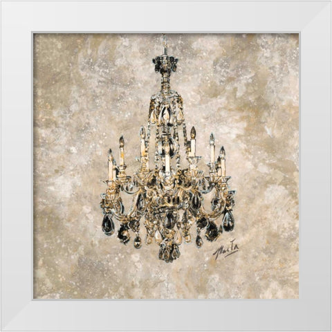 Champagne Chandelier White Modern Wood Framed Art Print by Wiley, Marta G.