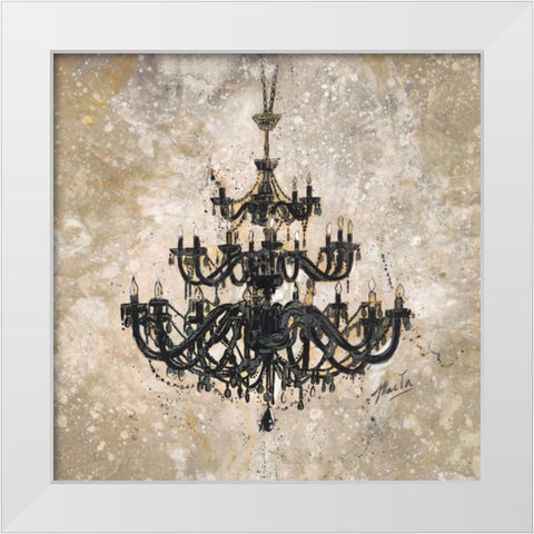 Onyx Chandelier White Modern Wood Framed Art Print by Wiley, Marta G.