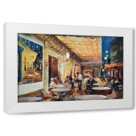 Cafe Van Gogh White Modern Wood Framed Art Print by Zielinska, Maria
