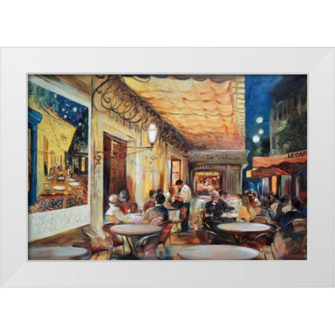 Cafe Van Gogh White Modern Wood Framed Art Print by Zielinska, Maria