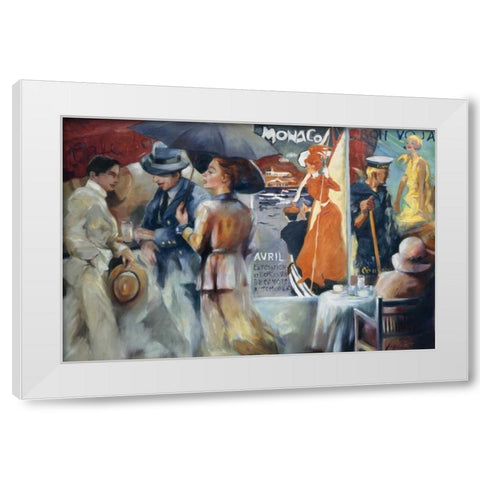 Cafe Bon Voyage White Modern Wood Framed Art Print by Zielinska, Maria